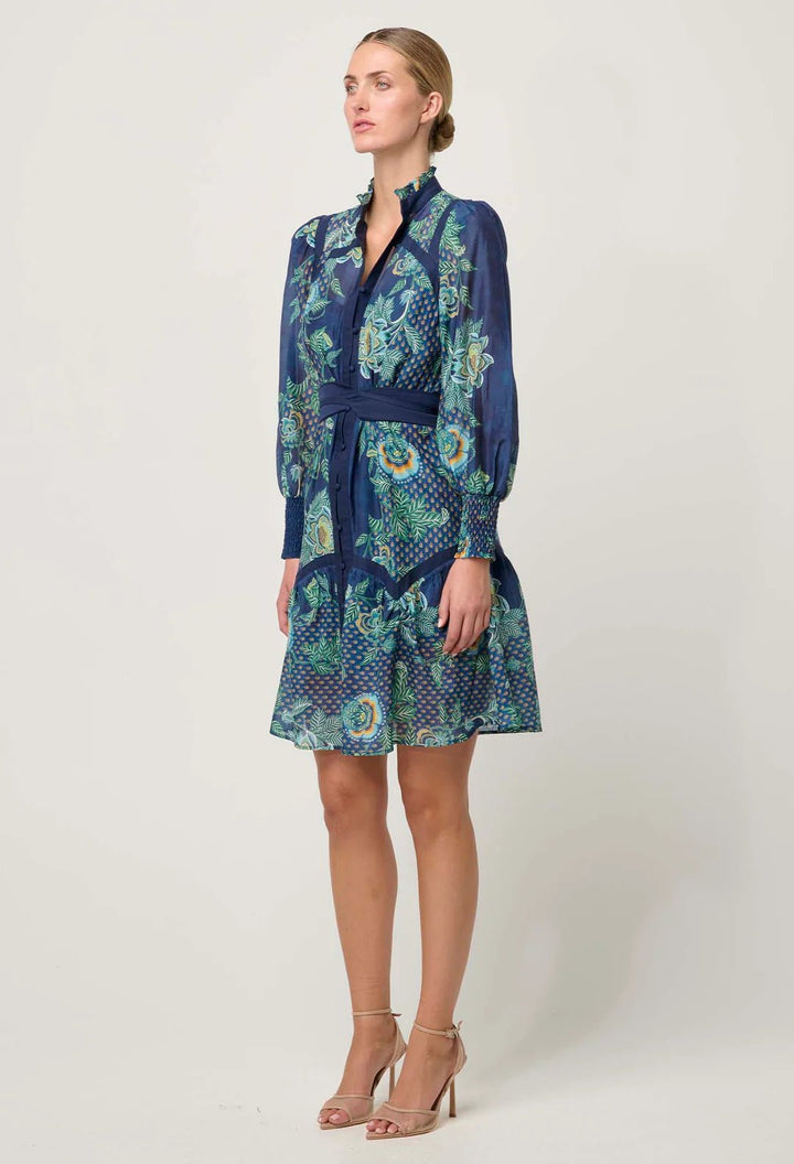 ONCE WAS Renata Placement print cotton silk midi dress - Mariposa Zafiro Dress Once Was