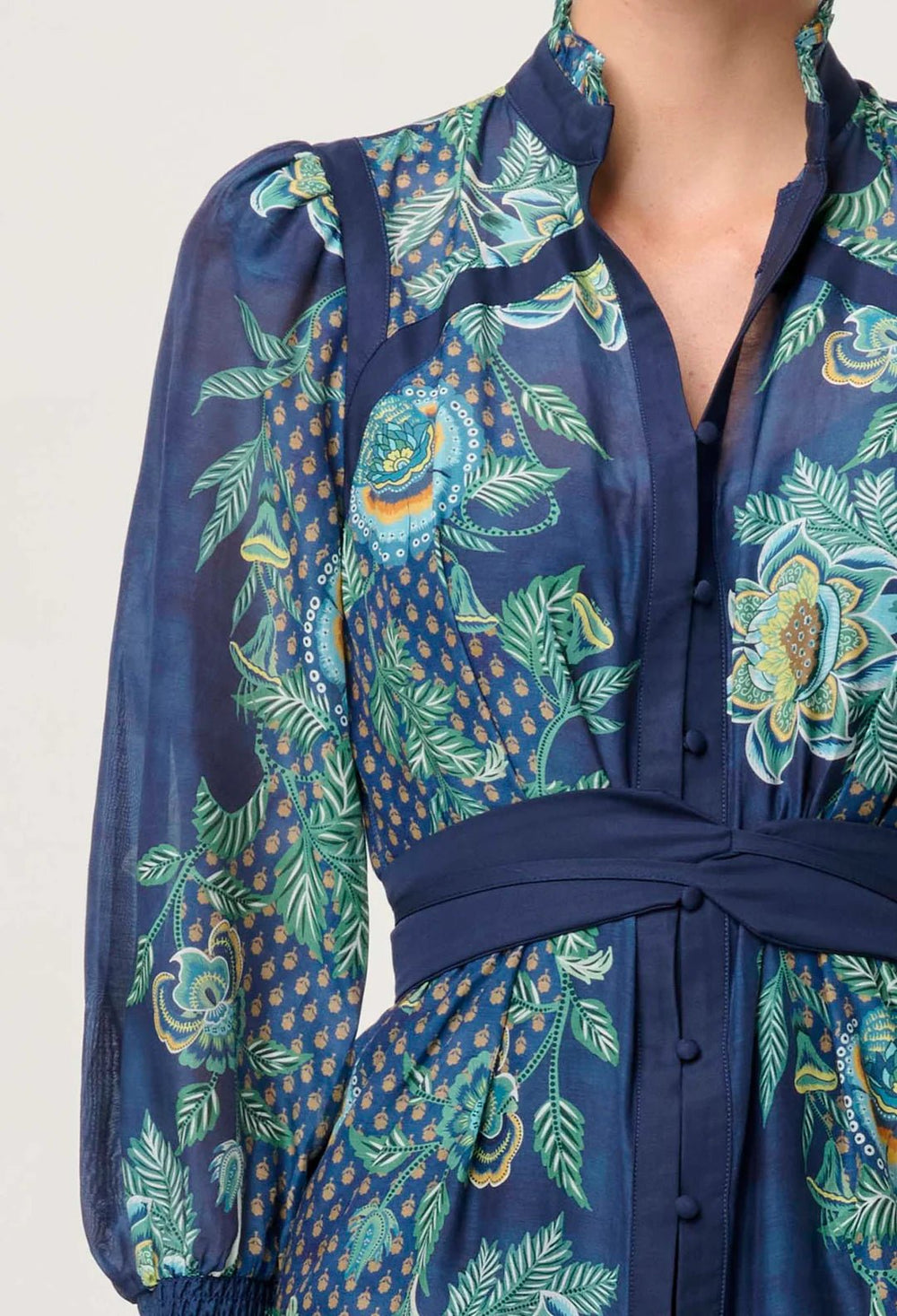 ONCE WAS Renata Placement print cotton silk midi dress - Mariposa Zafiro Dress Once Was