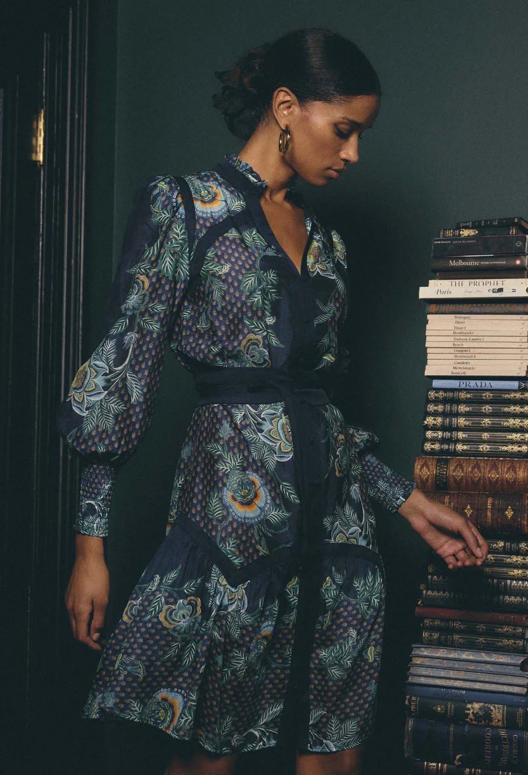 ONCE WAS Renata Placement print cotton silk midi dress - Mariposa Zafiro Dress Once Was