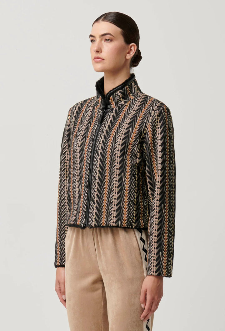 ONCE WAS Rylie Reversible Ponte Fur - Black Bromegrass Coats & Jackets Once Was