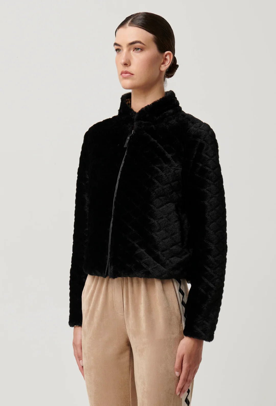 ONCE WAS Rylie Reversible Ponte Fur - Black Bromegrass Coats & Jackets Once Was