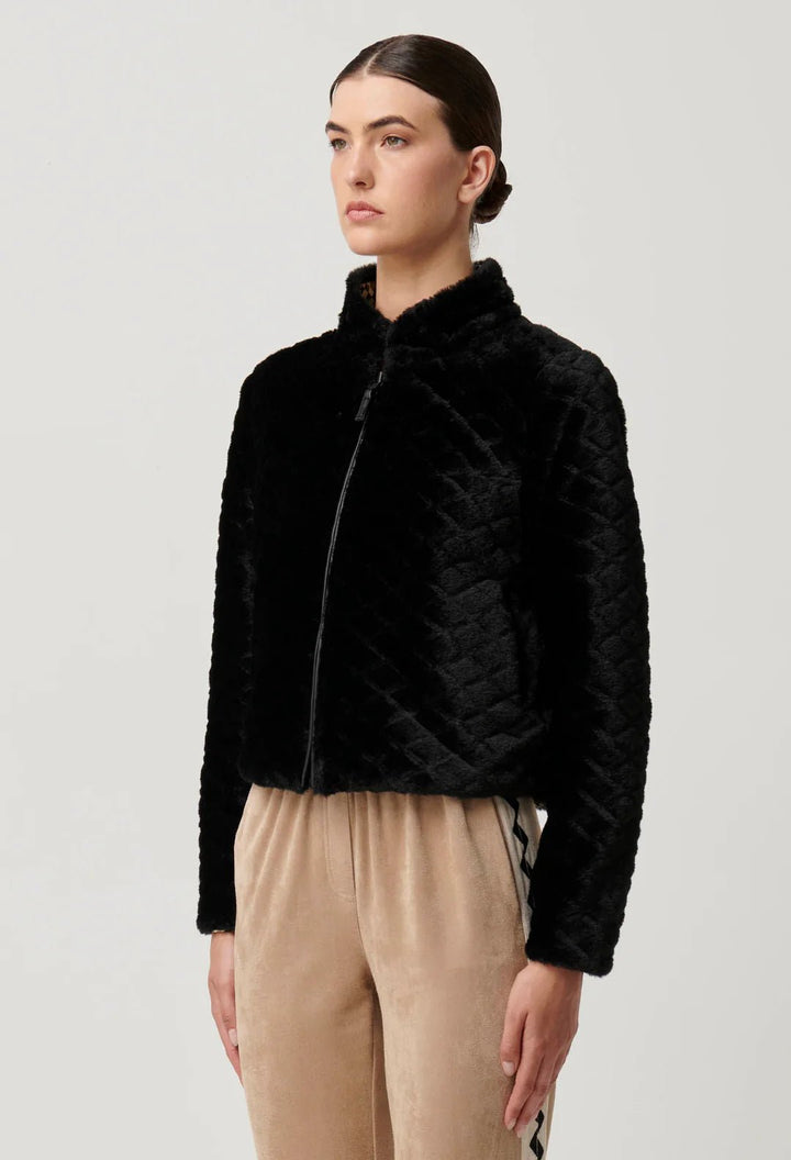 ONCE WAS Rylie Reversible Ponte Fur - Black Bromegrass Coats & Jackets Once Was