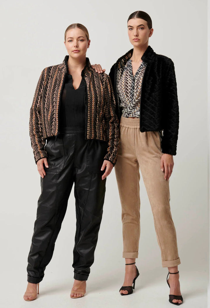 ONCE WAS Rylie Reversible Ponte Fur - Black Bromegrass Coats & Jackets Once Was