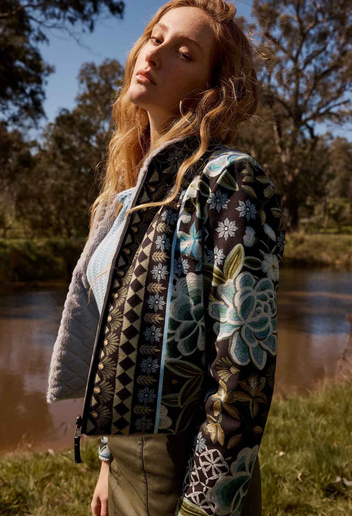 ONCE WAS Rylie Reversible Ponte Fur - Dahlia Fields Coats & Jackets Once Was