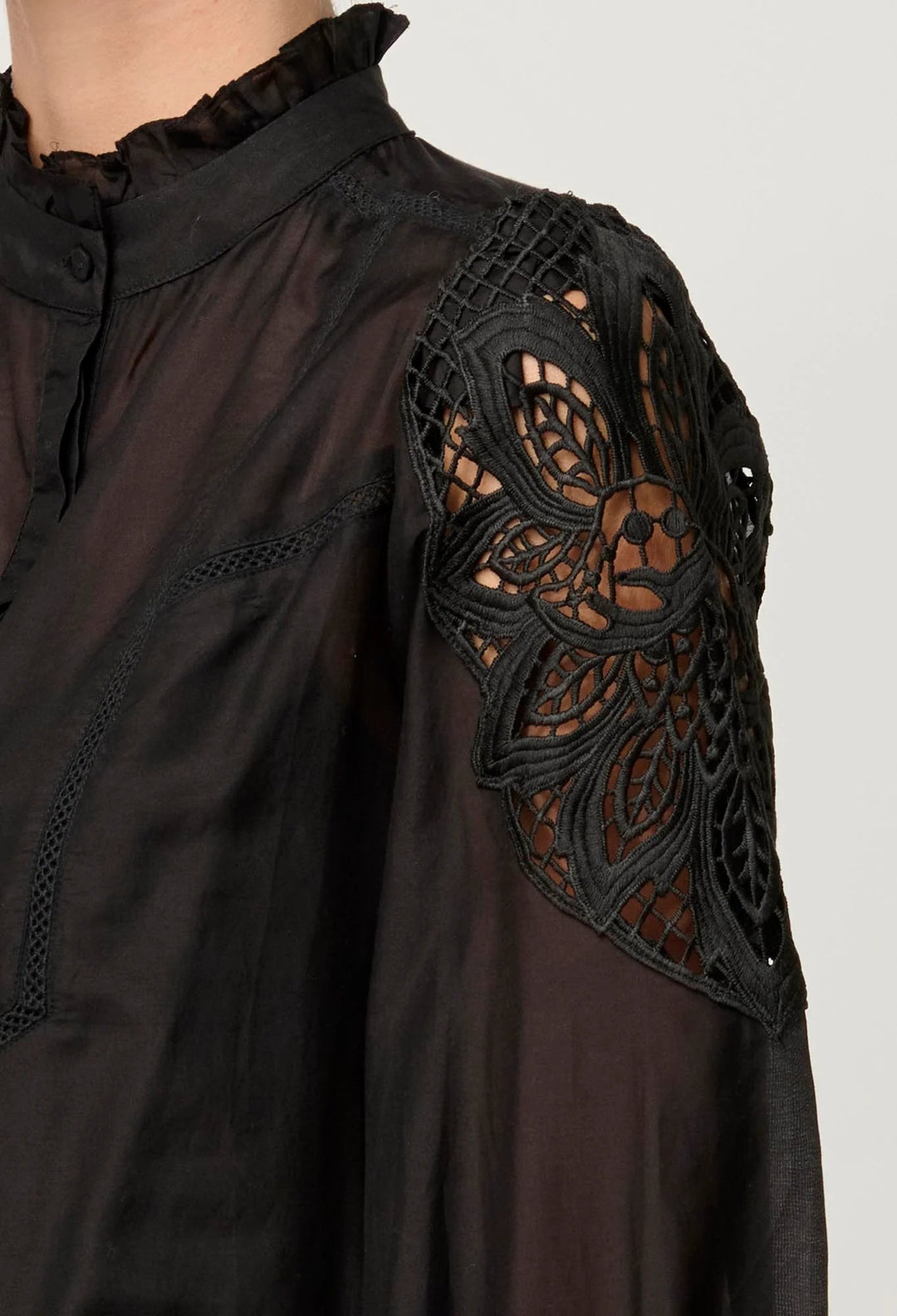ONCE WAS Sevilla Cotton Silk Shirt - ONYX Blouse Once Was