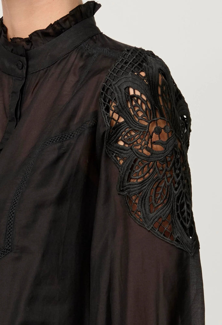 ONCE WAS Sevilla Cotton Silk Shirt - ONYX Blouse Once Was