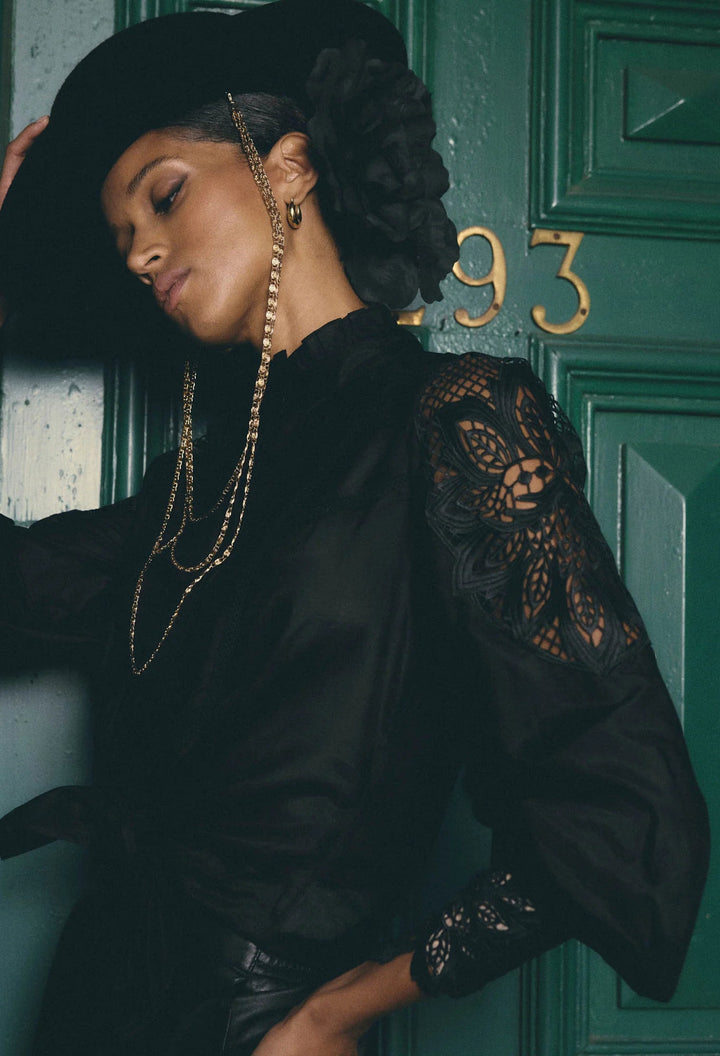 ONCE WAS Sevilla Cotton Silk Shirt - ONYX Blouse Once Was