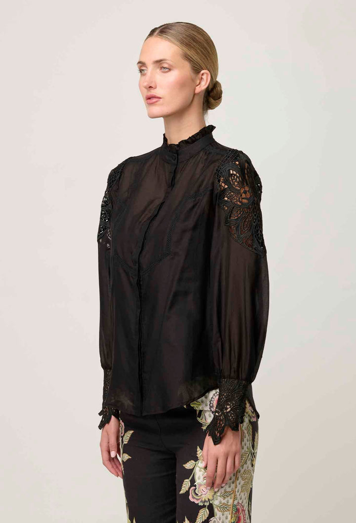 ONCE WAS Sevilla Cotton Silk Shirt - ONYX Blouse Once Was