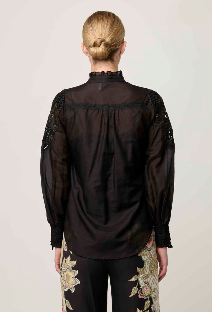 ONCE WAS Sevilla Cotton Silk Shirt - ONYX Blouse Once Was