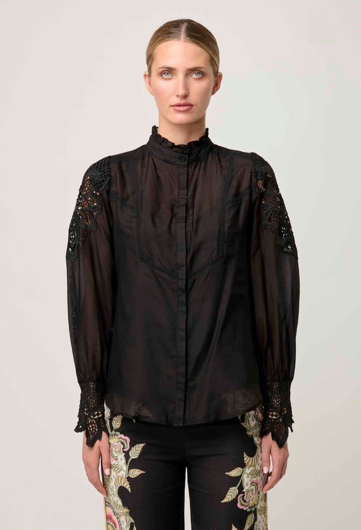 ONCE WAS Sevilla Cotton Silk Shirt - ONYX Blouse Once Was