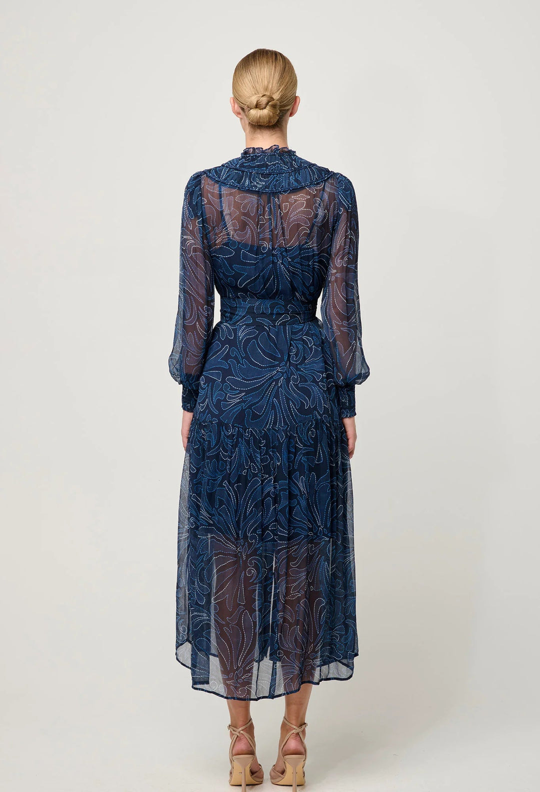 ONCE WAS Solana Viscose Chiffon Midi Dress in Altimira Dress Once Was