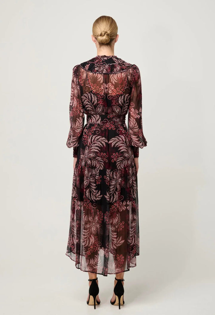 ONCE WAS Solana Viscose Chiffon Midi Dress in Torera Rosa Dress Once Was