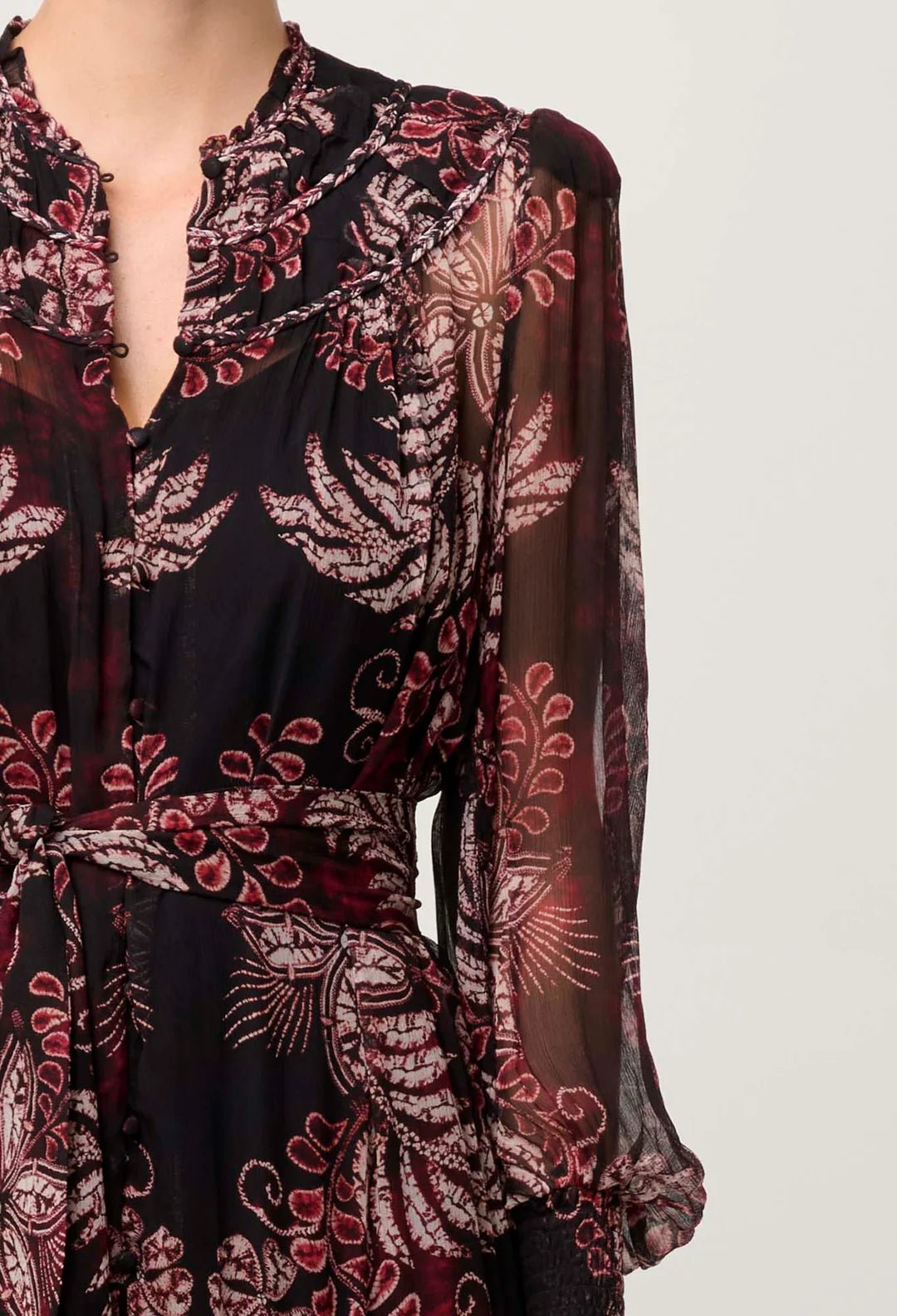 ONCE WAS Solana Viscose Chiffon Midi Dress in Torera Rosa Dress Once Was
