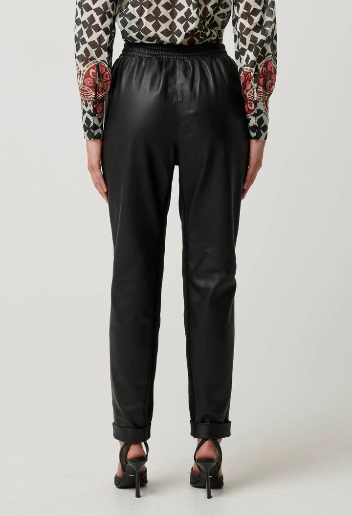 ONCE WAS Sylvan Leather Curved Panel Jogger - Black Pant Once Was