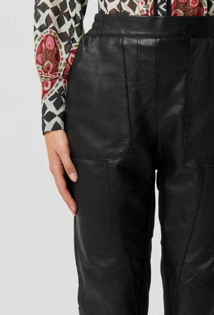 ONCE WAS Sylvan Leather Curved Panel Jogger - Black Pant Once Was