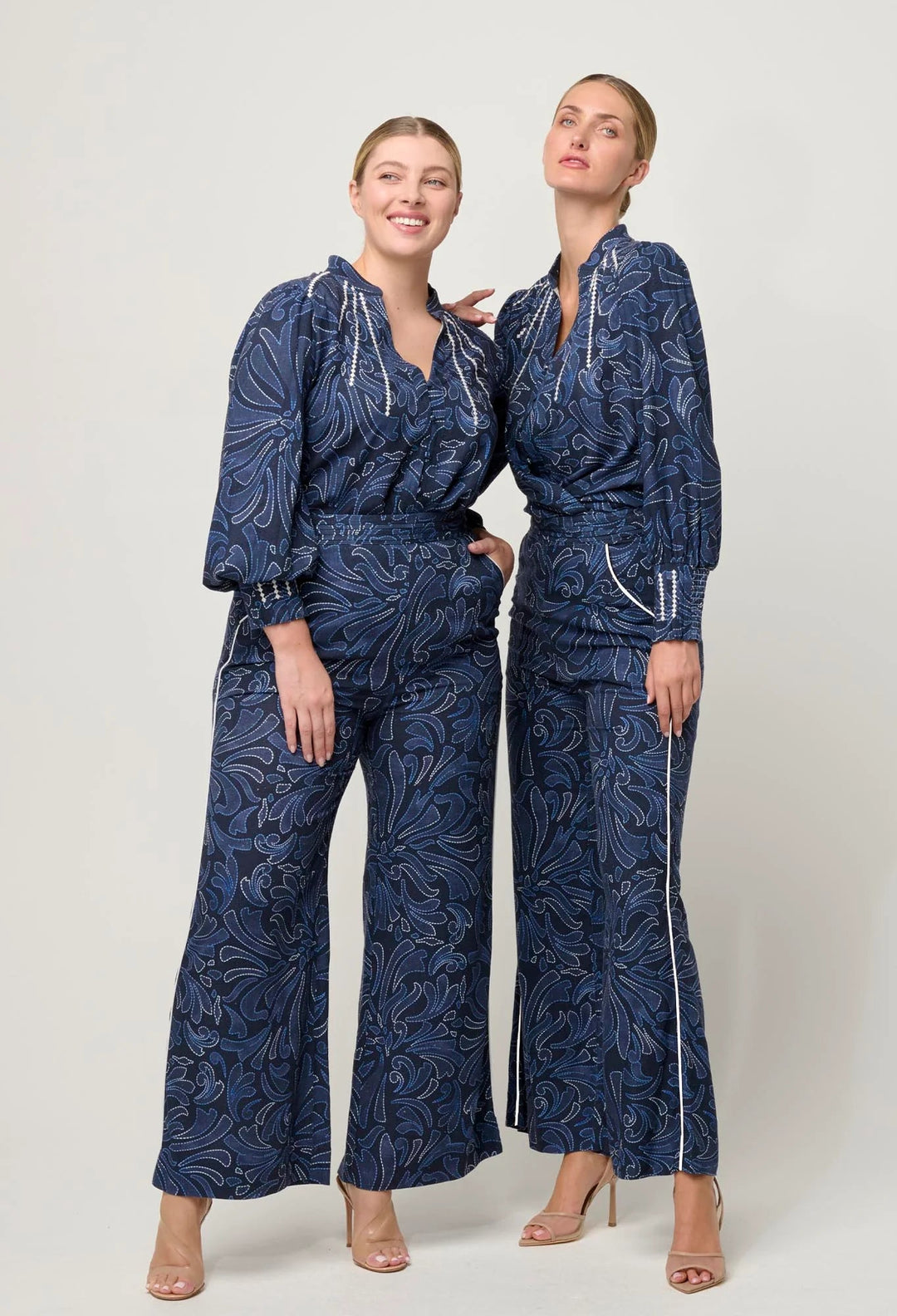 ONCE WAS Sylvan Merida contrast trim pleated waist linen viscose pant - altamira Pant Once Was