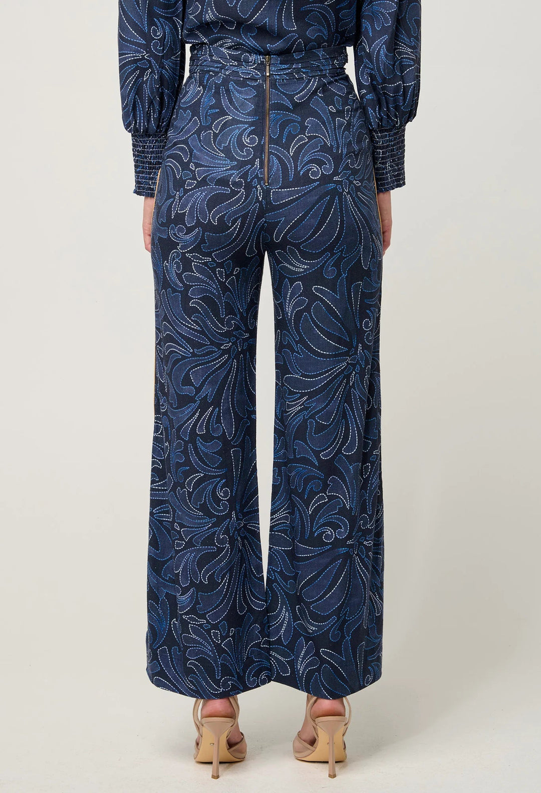 ONCE WAS Sylvan Merida contrast trim pleated waist linen viscose pant - altamira Pant Once Was