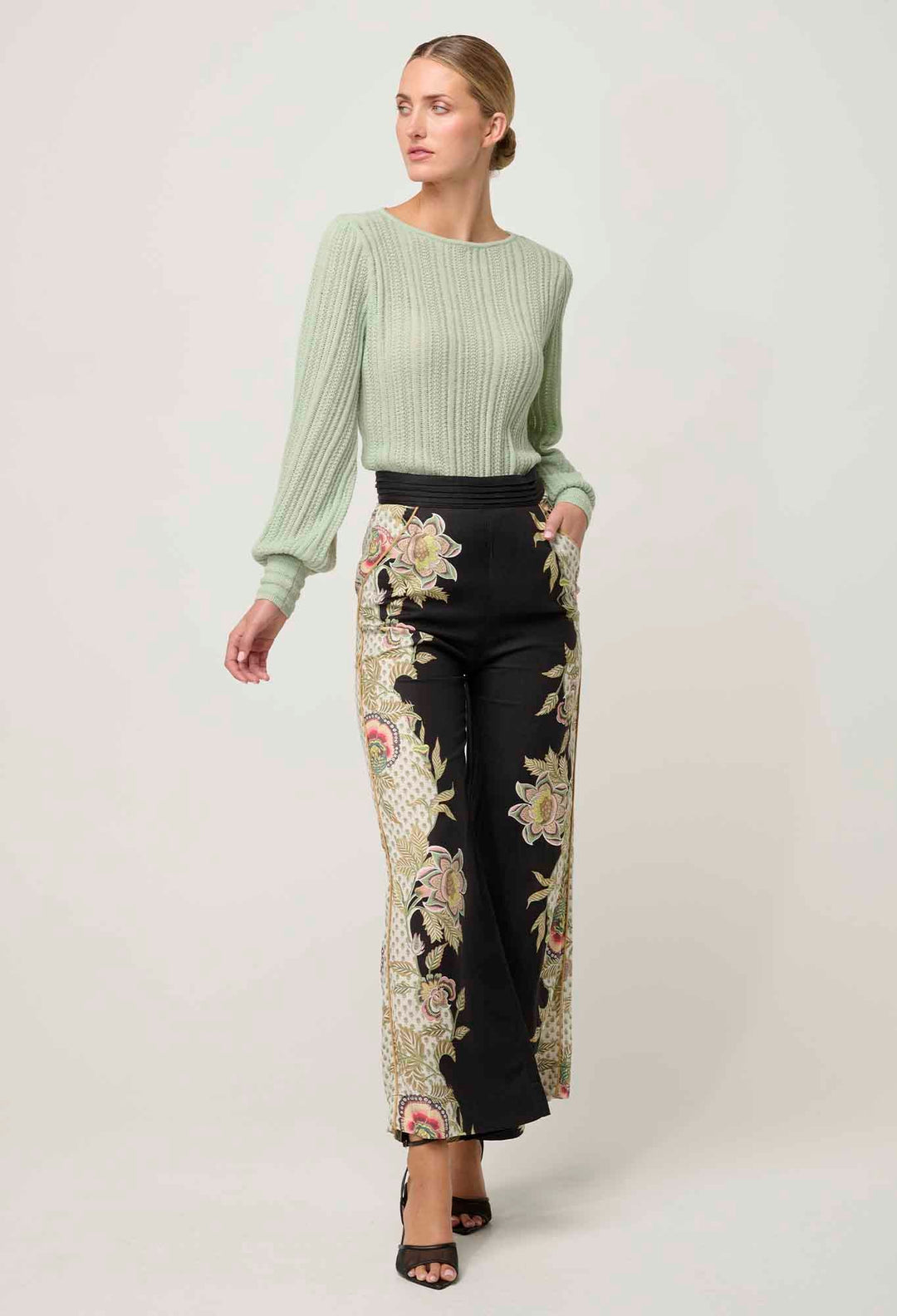 Sylvan Merida Linen Viscose Pant in Mariposa Nero Pant Once Was