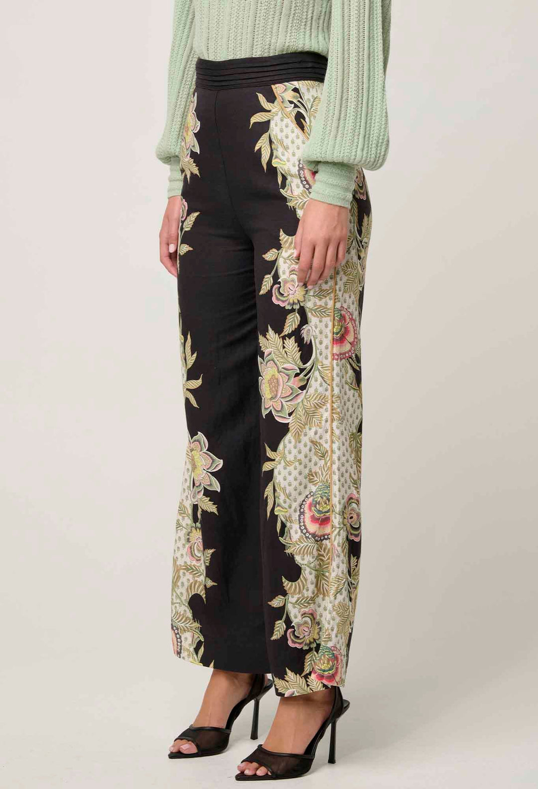 Sylvan Merida Linen Viscose Pant in Mariposa Nero Pant Once Was
