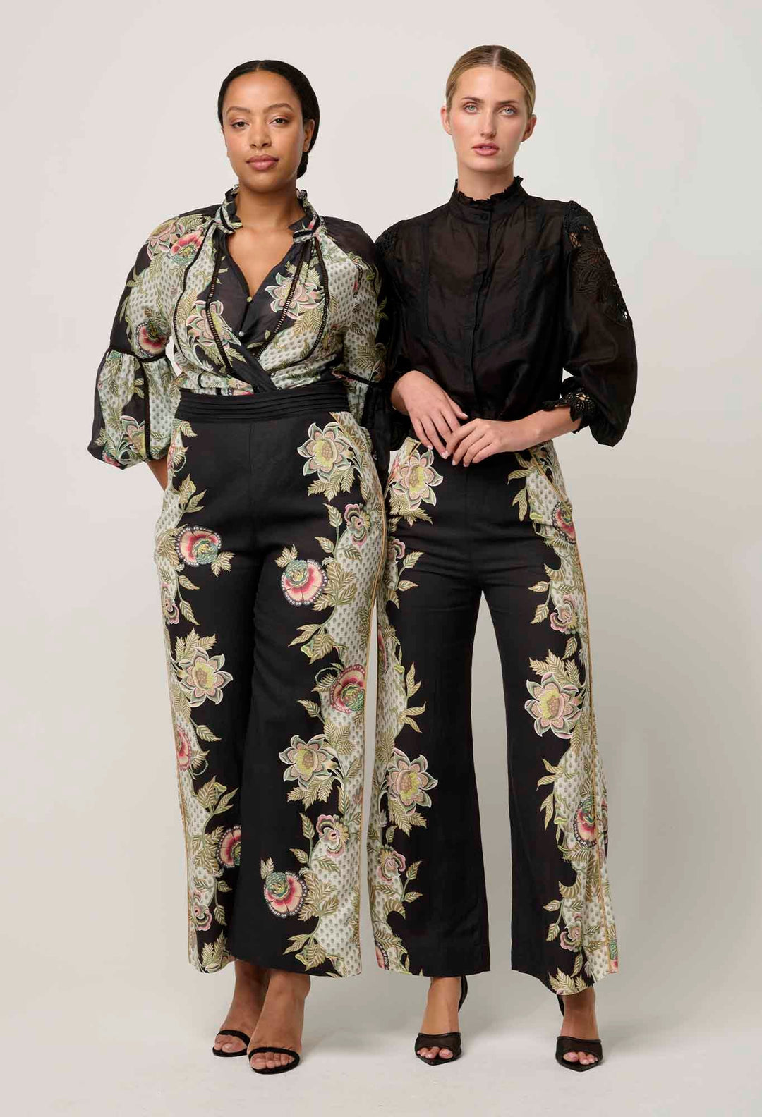 Sylvan Merida Linen Viscose Pant in Mariposa Nero Pant Once Was