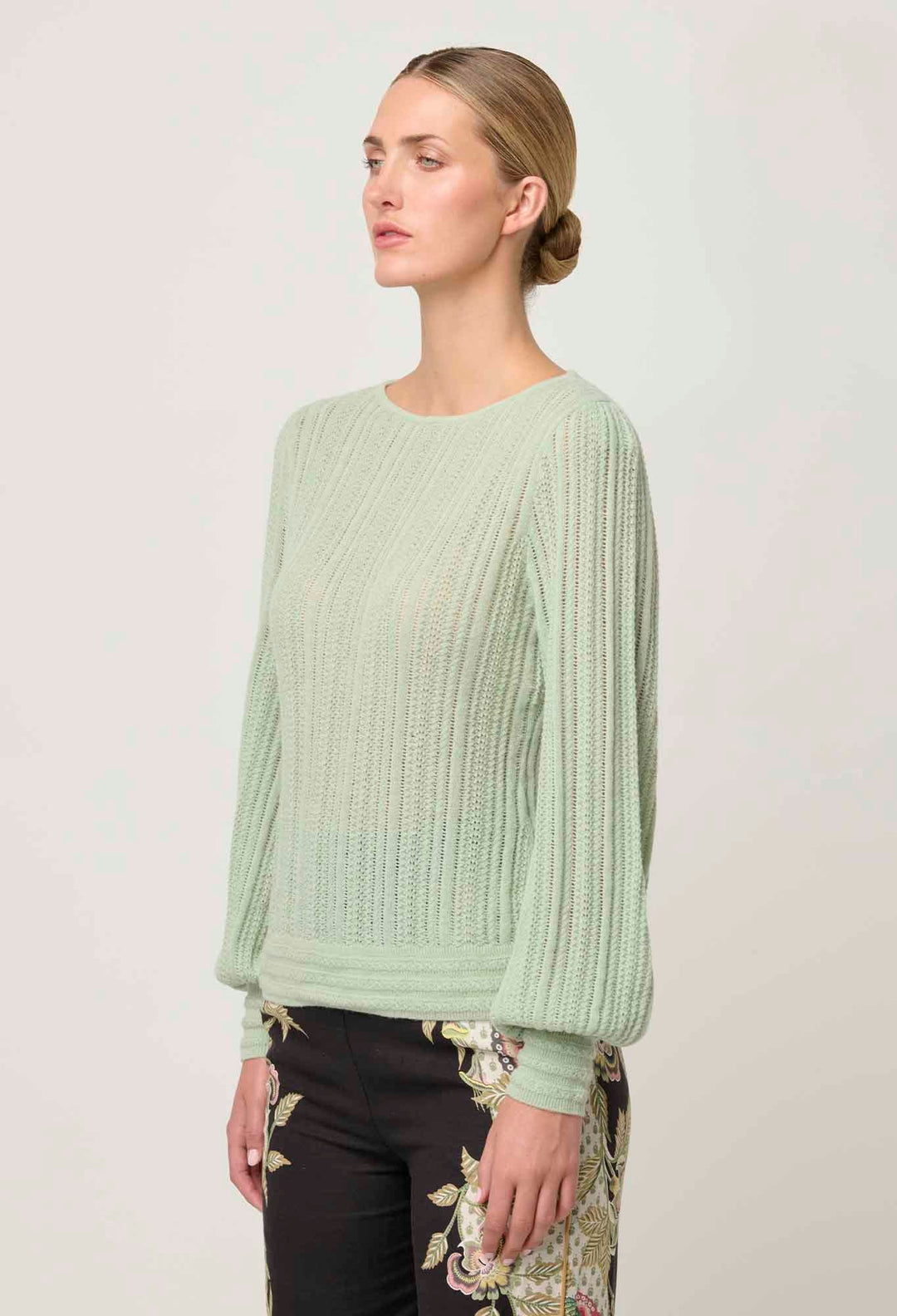 ONCE WASSolana Alpaca Wool Knit Top in Celadon knit Once Was