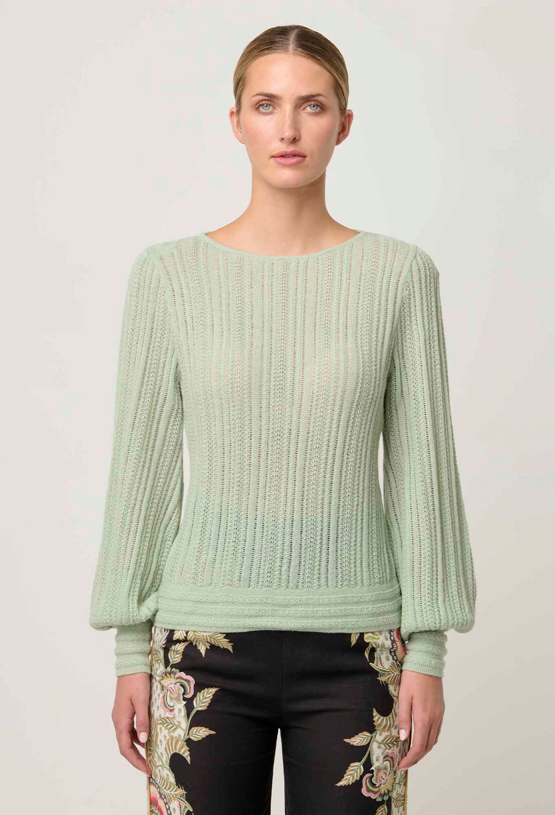 ONCE WASSolana Alpaca Wool Knit Top in Celadon knit Once Was