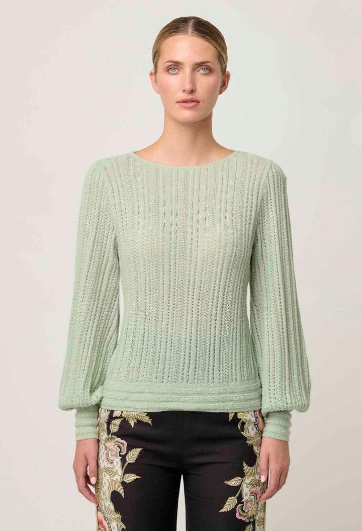 ONCE WASSolana Alpaca Wool Knit Top in Celadon knit Once Was