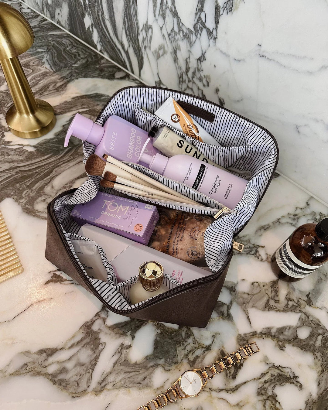 Orion Cosmetic Cosmetic Case - CHOCOLATE Cosmetic & Toiletry Bags Louenhide
