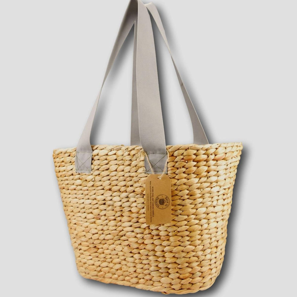 Oval Water Hyacinth Basket - Natural Canvas Handles basket Back to Baskets