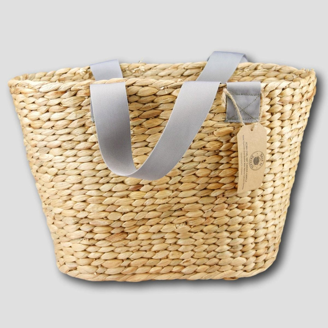 Oval Water Hyacinth Basket - Natural Canvas Handles basket Back to Baskets
