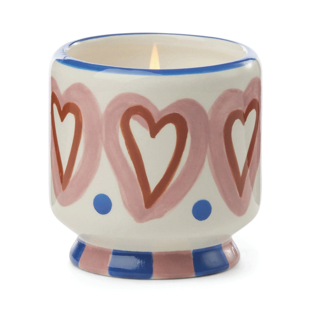 Paddywax -A Dopo 8 oz Handpainted "Hearts" Ceramic - Rosewood Vanilla candle Paddywax