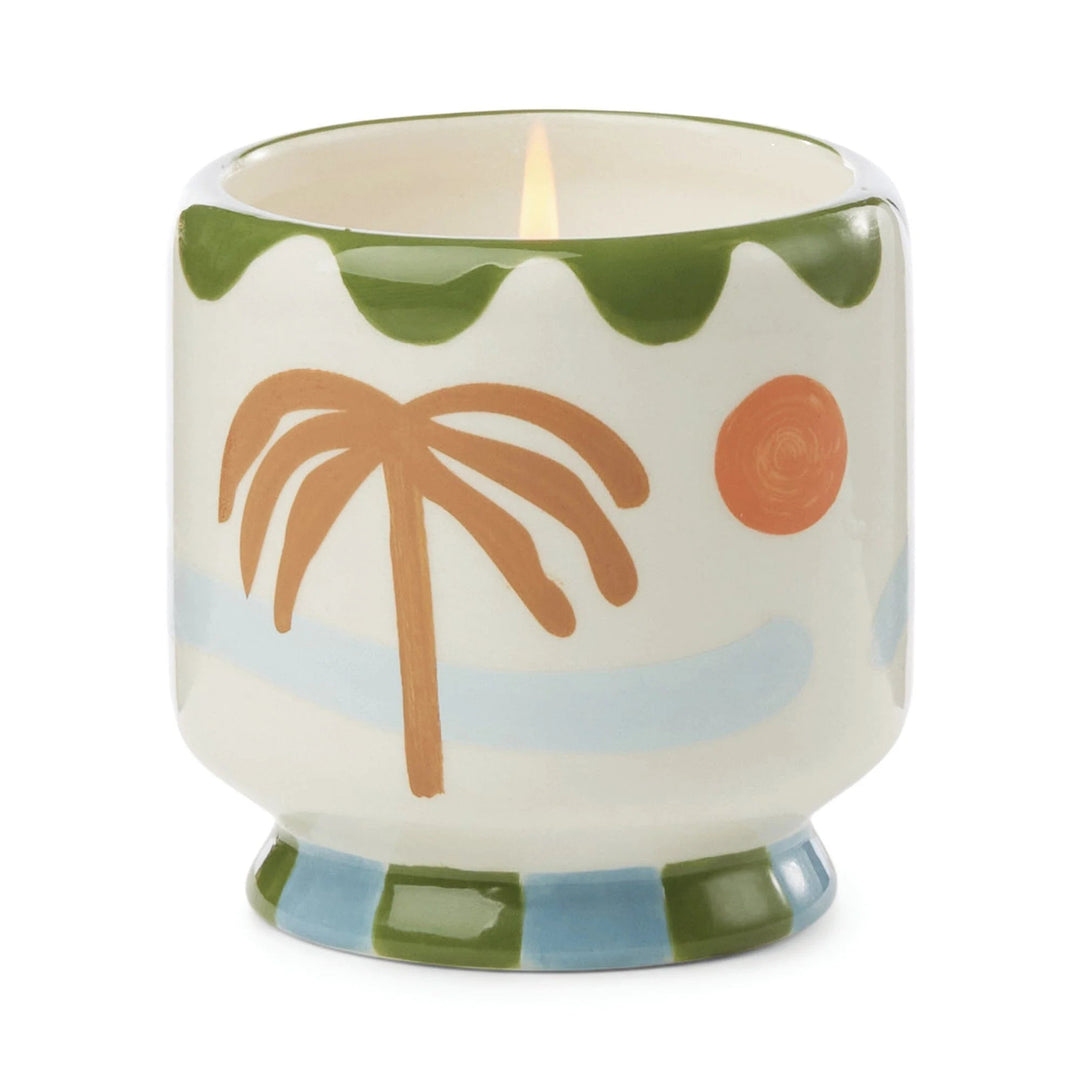 Paddywax - A Dopo 8 oz Handpainted "Palm Tree" Ceramic - Lush Palms candle Paddywax