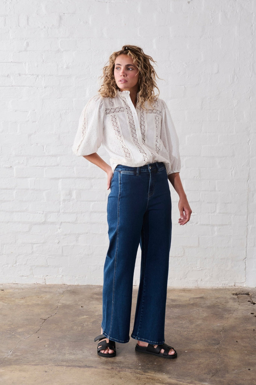 Palazzo Jean - Mid Washed Blue Kireina