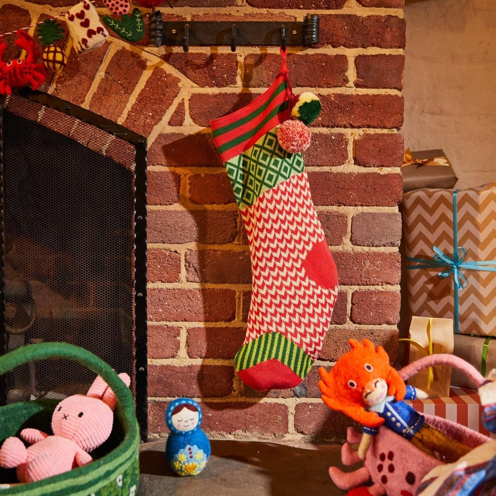 Palmina Knitted Stocking - Crimson Sage & Clare