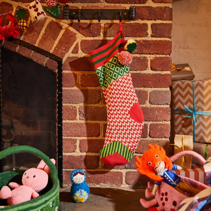 Palmina Knitted Stocking - Crimson Sage & Clare