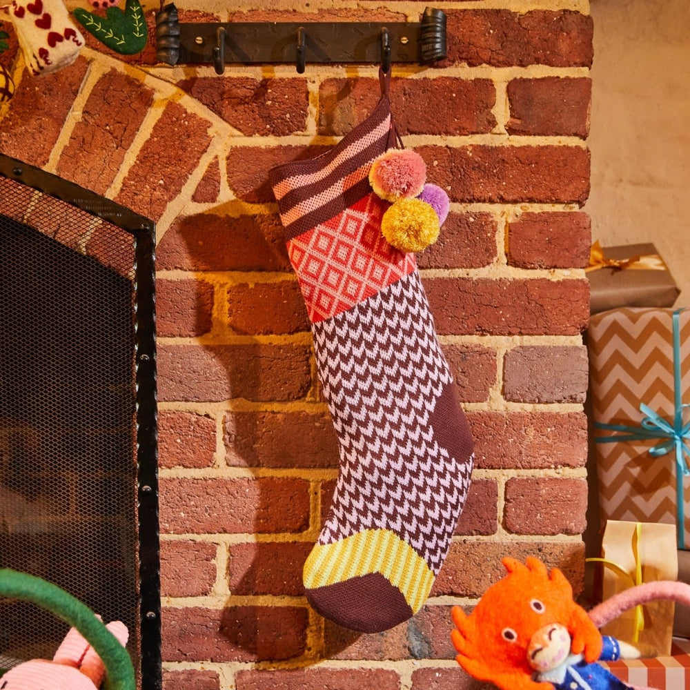 Palmina Knitted Stocking - Orchid Sage & Clare