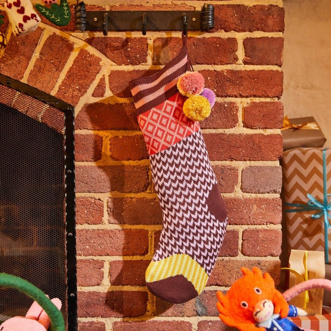 Palmina Knitted Stocking - Orchid Sage & Clare