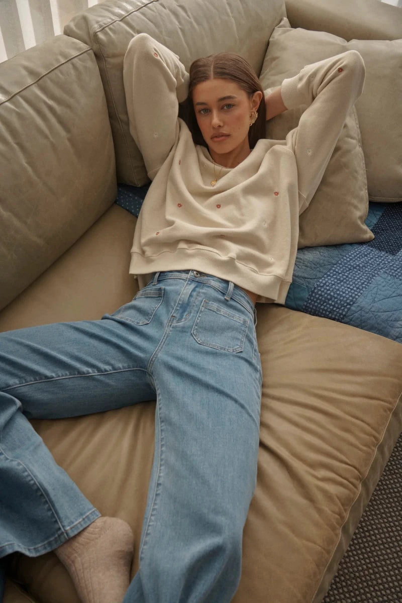 Patti Sweatshirt - Daisy Vanilla Sweater Kireina