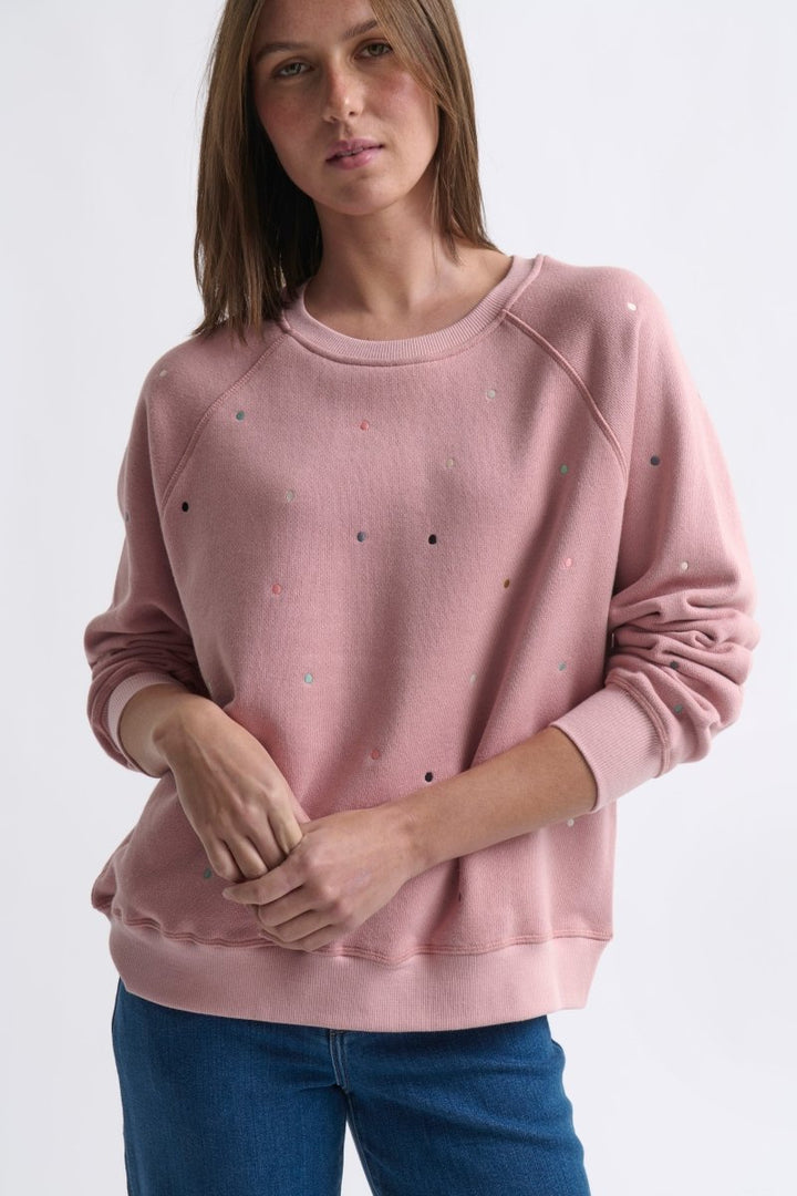 Patti Sweatshirt | Dots - Musk Pink Kireina Australia