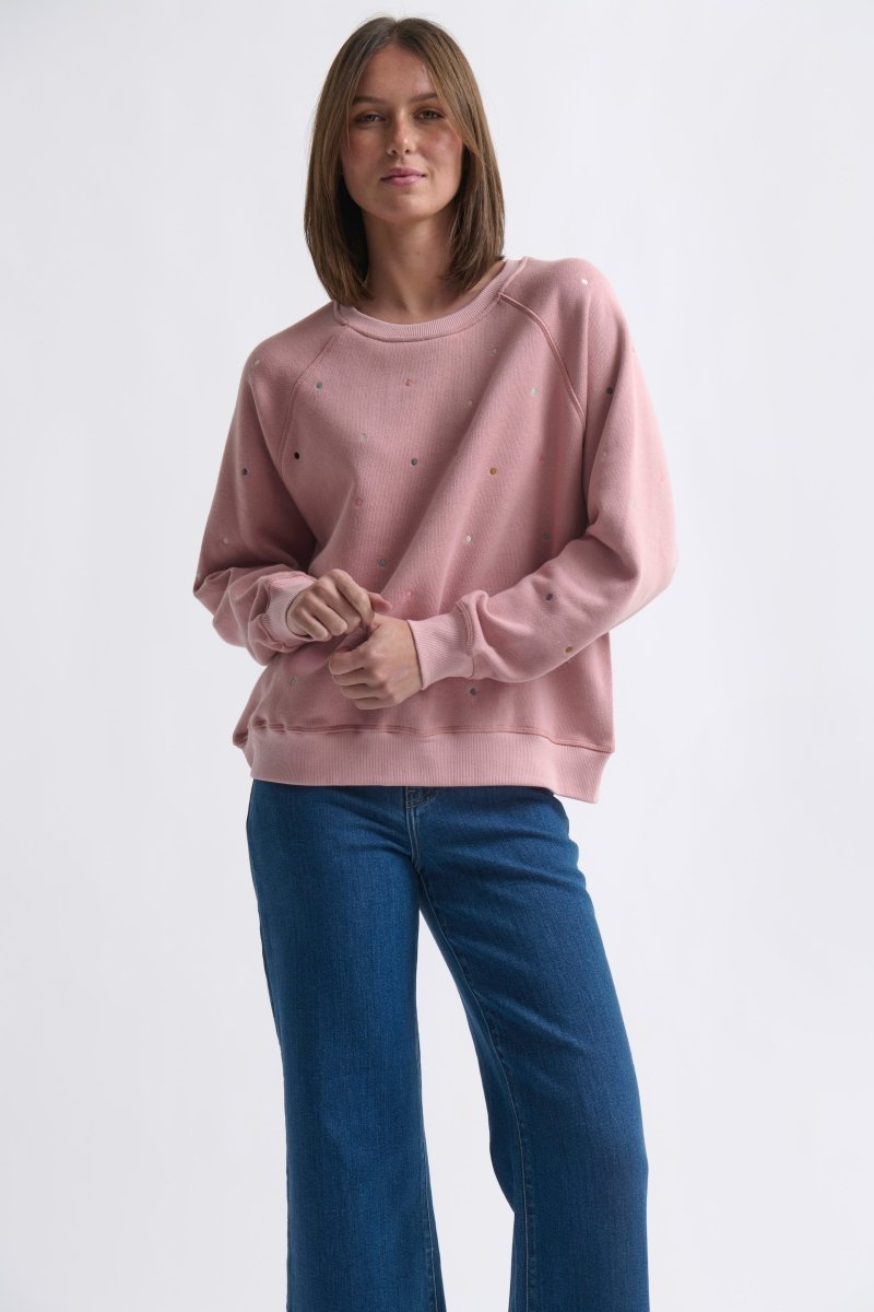 Patti Sweatshirt | Dots - Musk Pink Kireina Australia