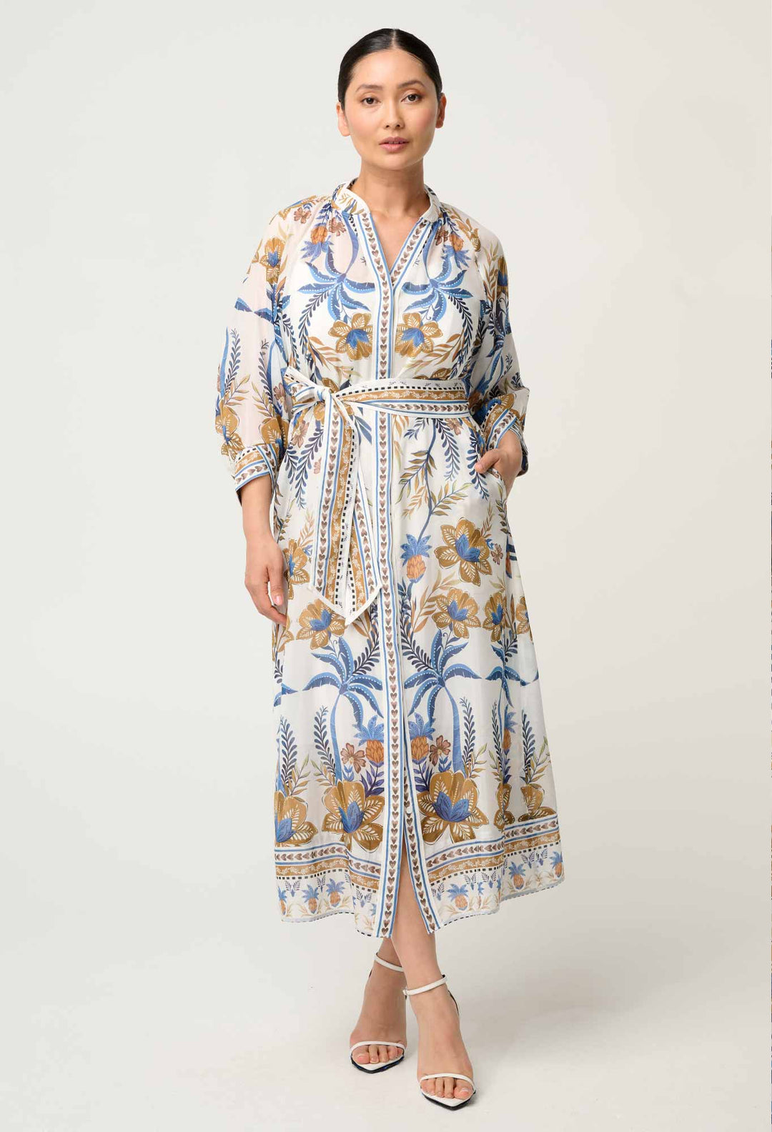 PETITE Carmen Cotton Silk Maxi Dress in Golden Medina - Stanleyandstone