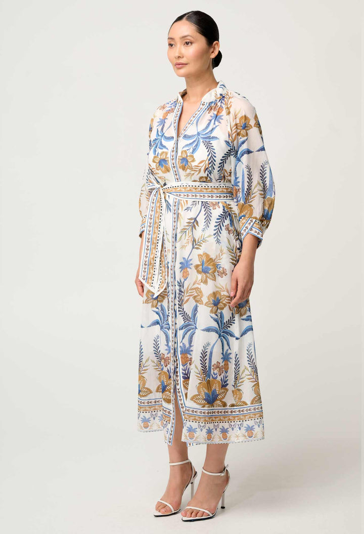 PETITE Carmen Cotton Silk Maxi Dress in Golden Medina - Stanleyandstone