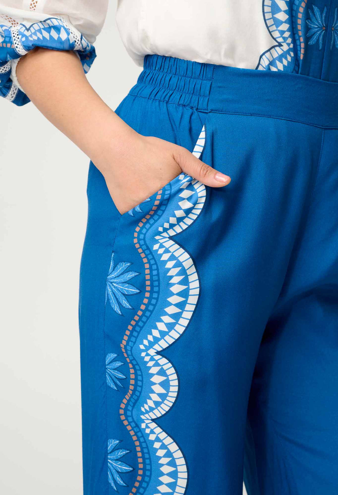 PETITE Lilia Viscose Faille Pant in Topaz - Stanleyandstone