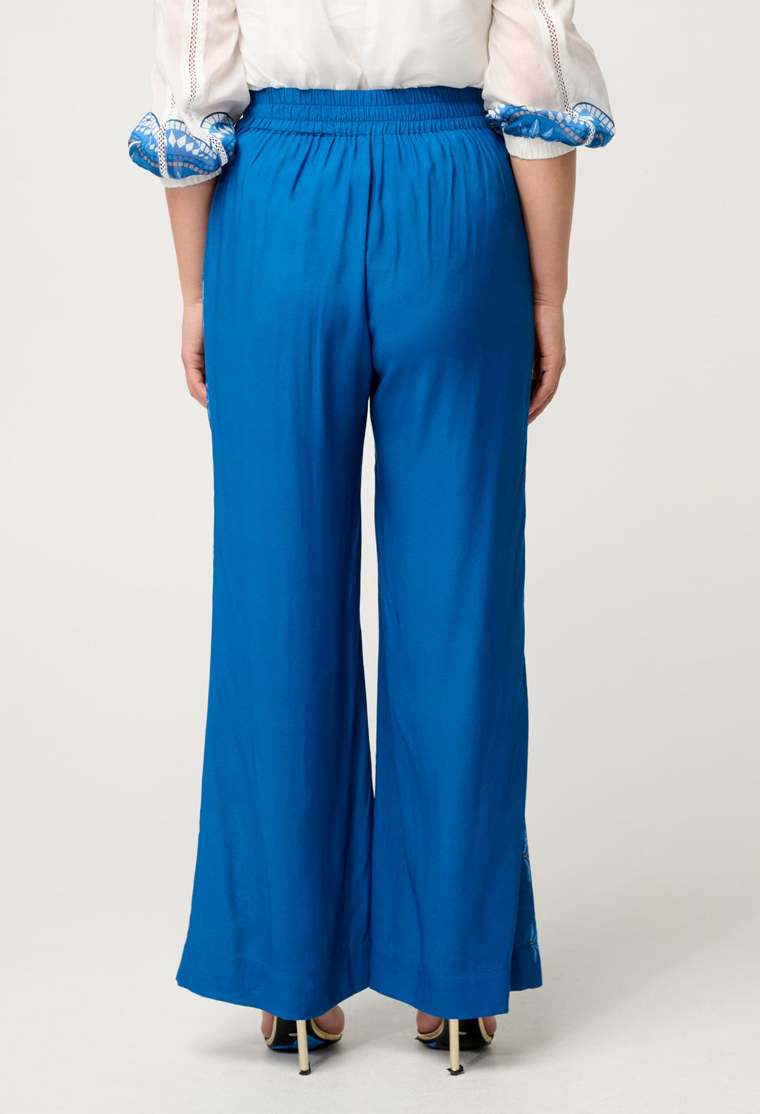 PETITE Lilia Viscose Faille Pant in Topaz - Stanleyandstone