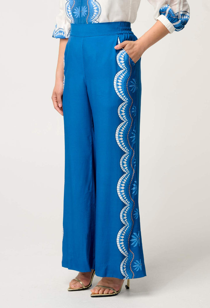 PETITE Lilia Viscose Faille Pant in Topaz - Stanleyandstone