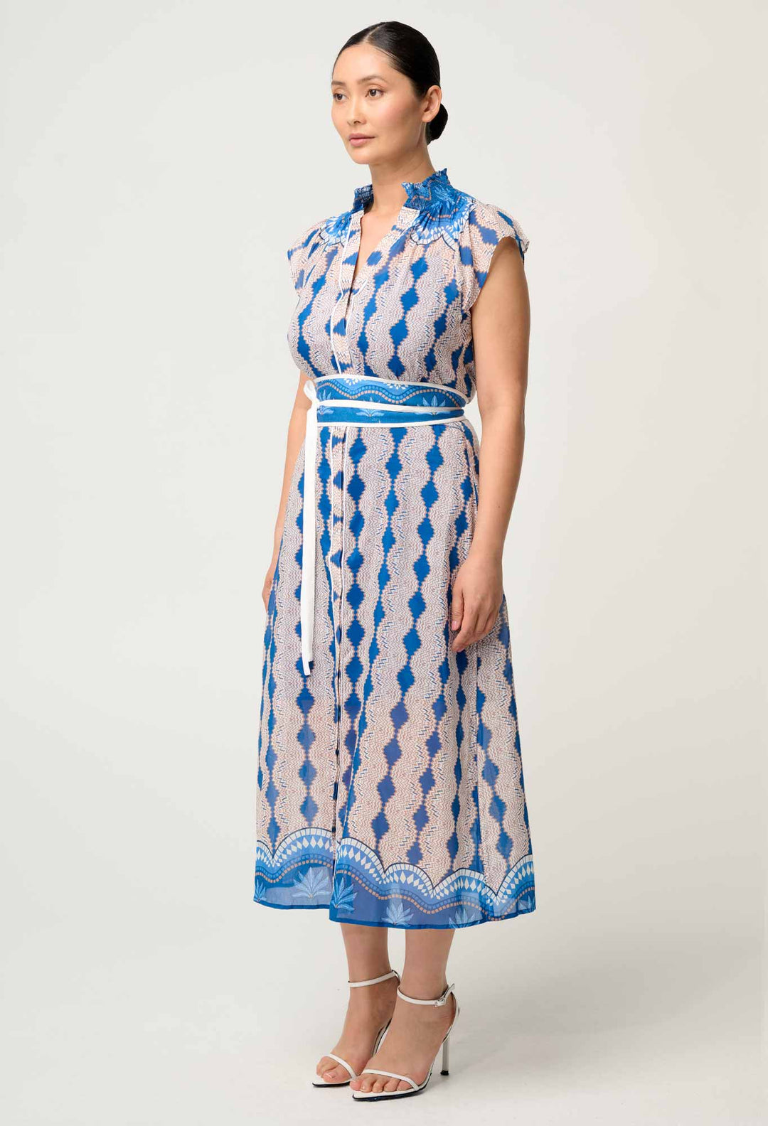 PETITE Rimal Cotton Silk Maxi Dress in Marrakech Topaz - Stanleyandstone