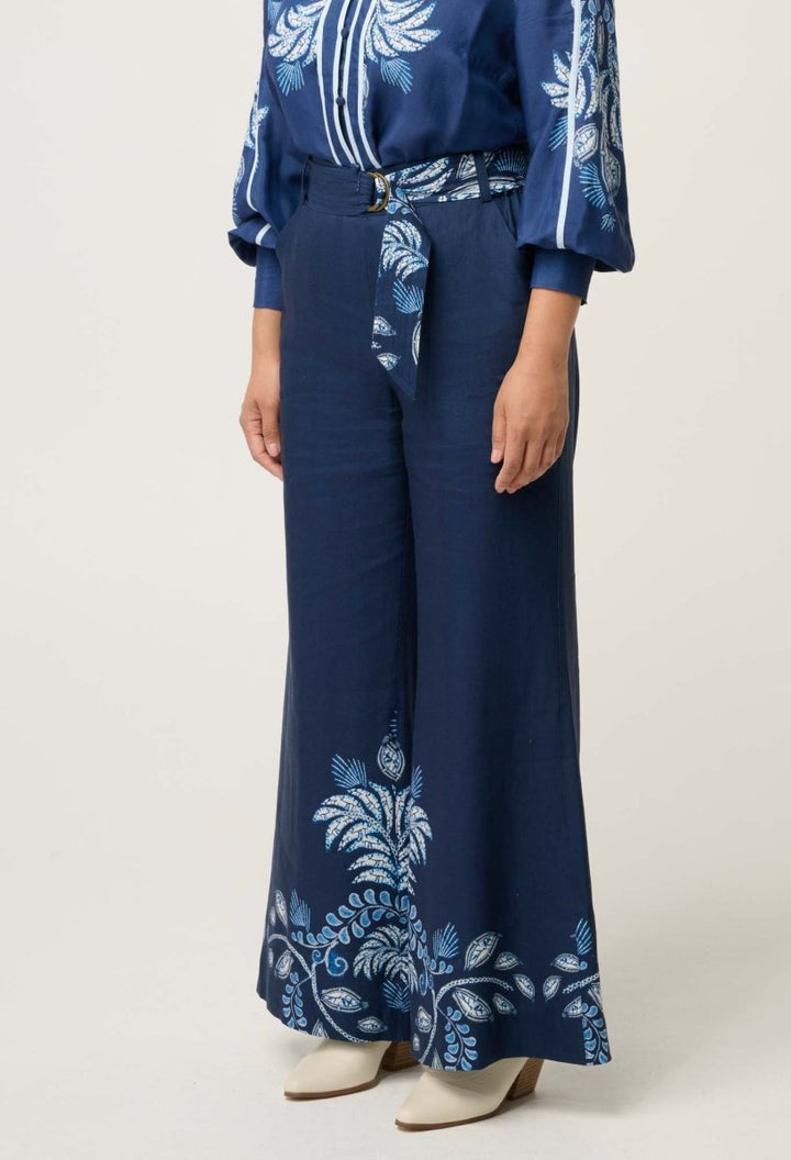 PETITE Sloane Linen Viscose Wide Leg Pant - Moonlit Batik Pant Once Was