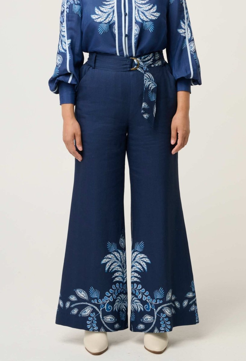 PETITE Sloane Linen Viscose Wide Leg Pant - Moonlit Batik Pant Once Was