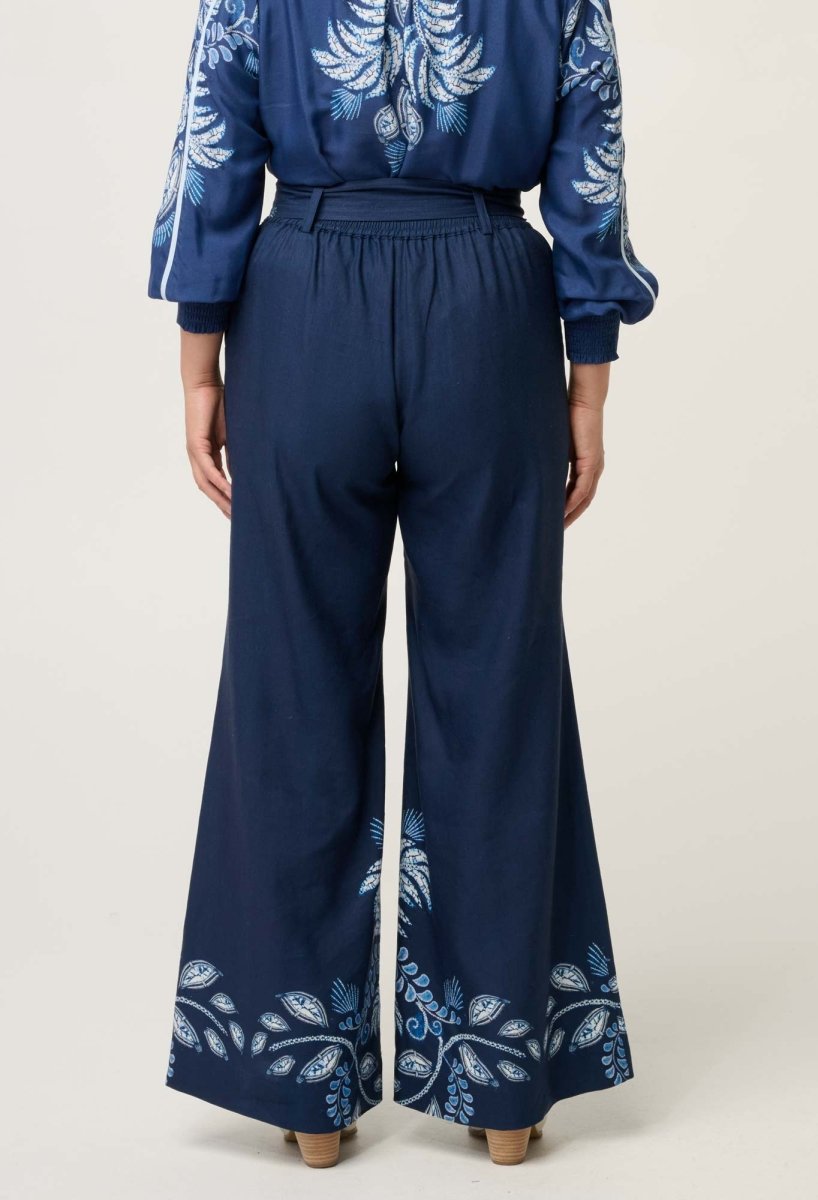 PETITE Sloane Linen Viscose Wide Leg Pant - Moonlit Batik Pant Once Was
