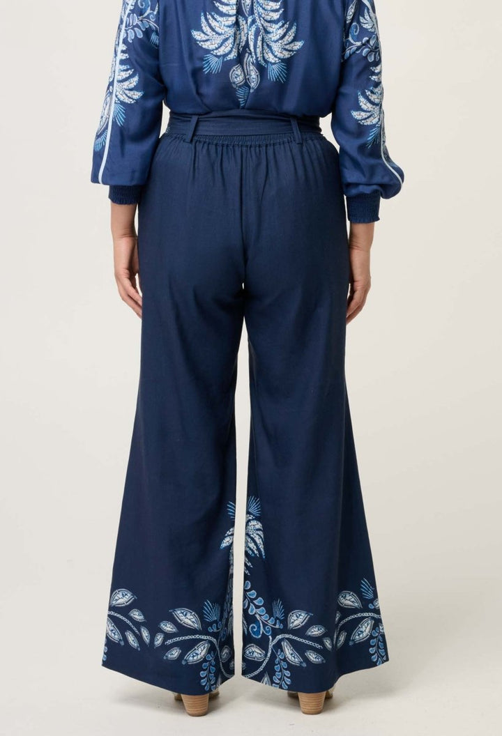 PETITE Sloane Linen Viscose Wide Leg Pant - Moonlit Batik Pant Once Was